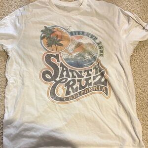 Old Navy White Santa Cruz California Graphic Tee with Surf Palm Design